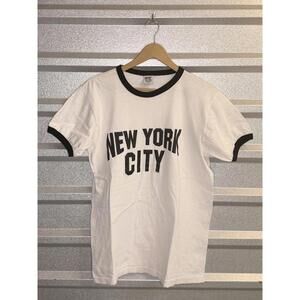 Vintage NYC New York City White and Black Ringer Tee John Lennon Design Large